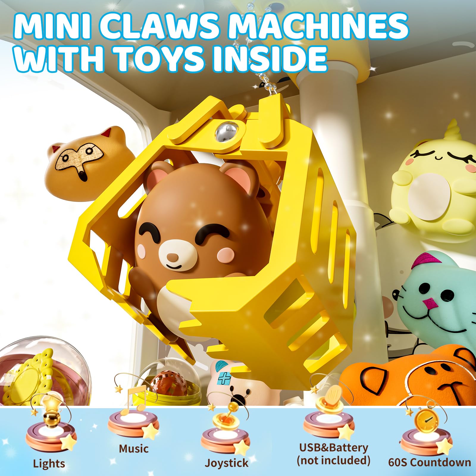 Skirfy Claws Machines for Kids Age 6+, Mini Vending Machines Girls Unicorns Toys with Sound & 20 Mini Plush Toys,Arcades Game Indoor Toy for Home Party Birthday
