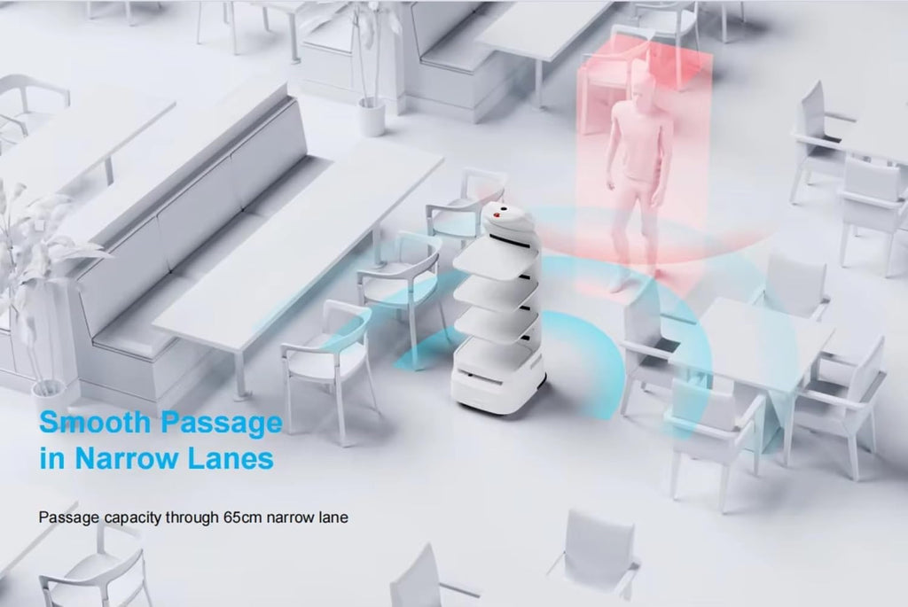 Autonomous Serving Robot for Hotel Room Service, APP Call Delivery, Guest Greeting & Guiding, Precision Positioning, Ultra-Long Endurance, Fleet Management