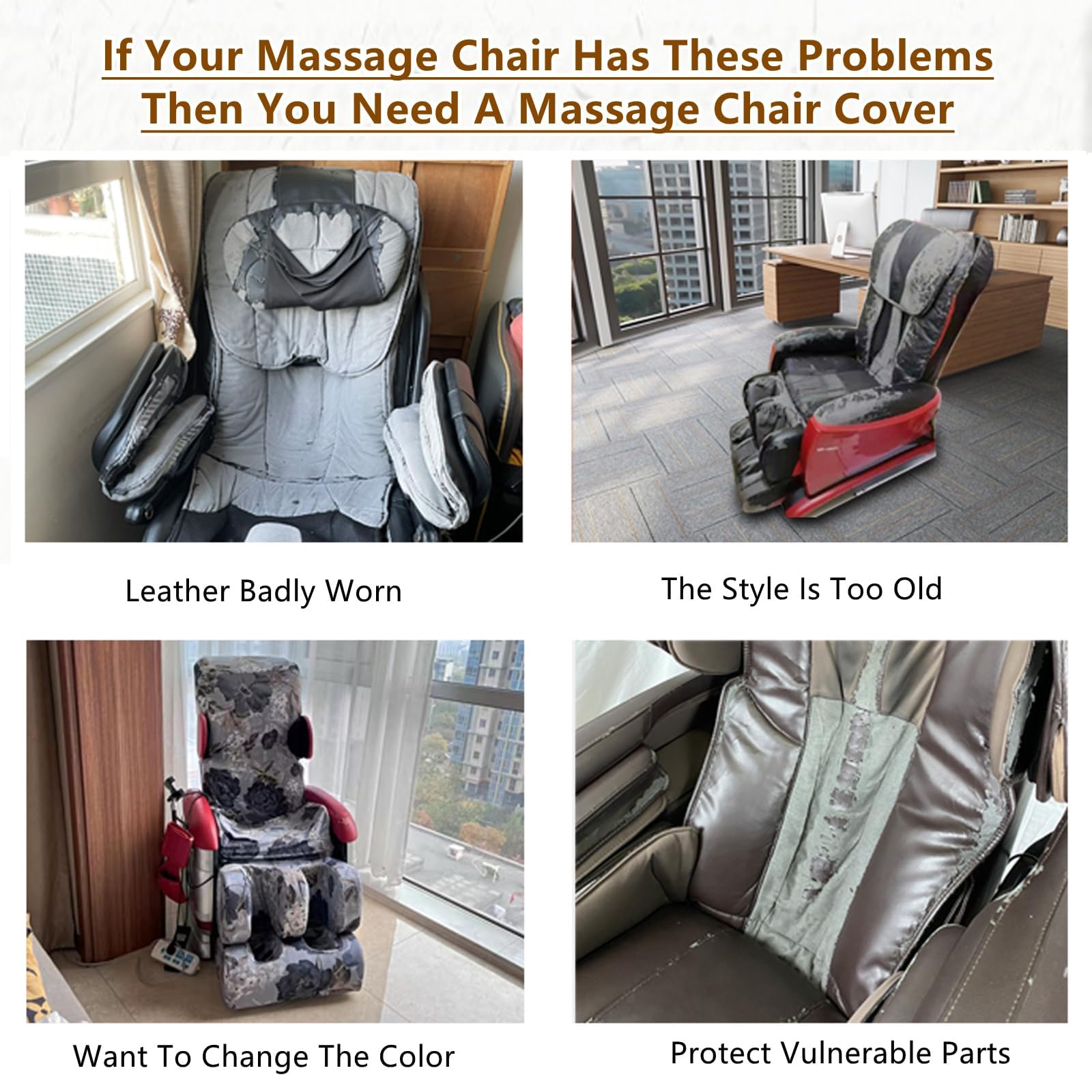 Full Body Massage Chair Cover-Shiatsu Slipcover Recliner Chair Cover,Universal Washable Stretch Fabric Armchair Slipcovers,Dust Protection Sofa Covers,Brown,Body
