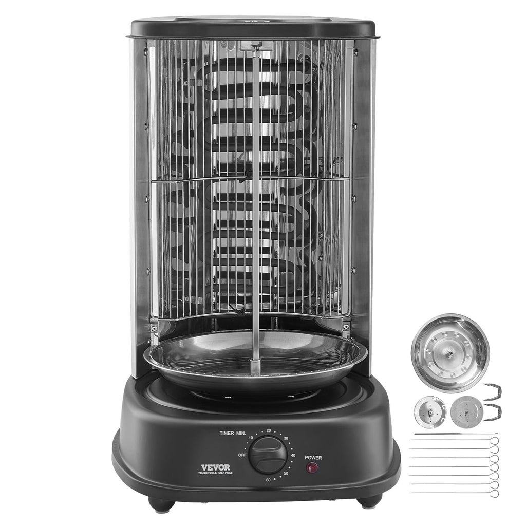 VEVOR Shawarma Grill Machine, Chicken Shawarma Cooker Machine Countertop, Electric Stainless Steel Broiler Gyro Rotisserie Oven Doner Kebab Machine, for Home Restaurant Kitchen Parties