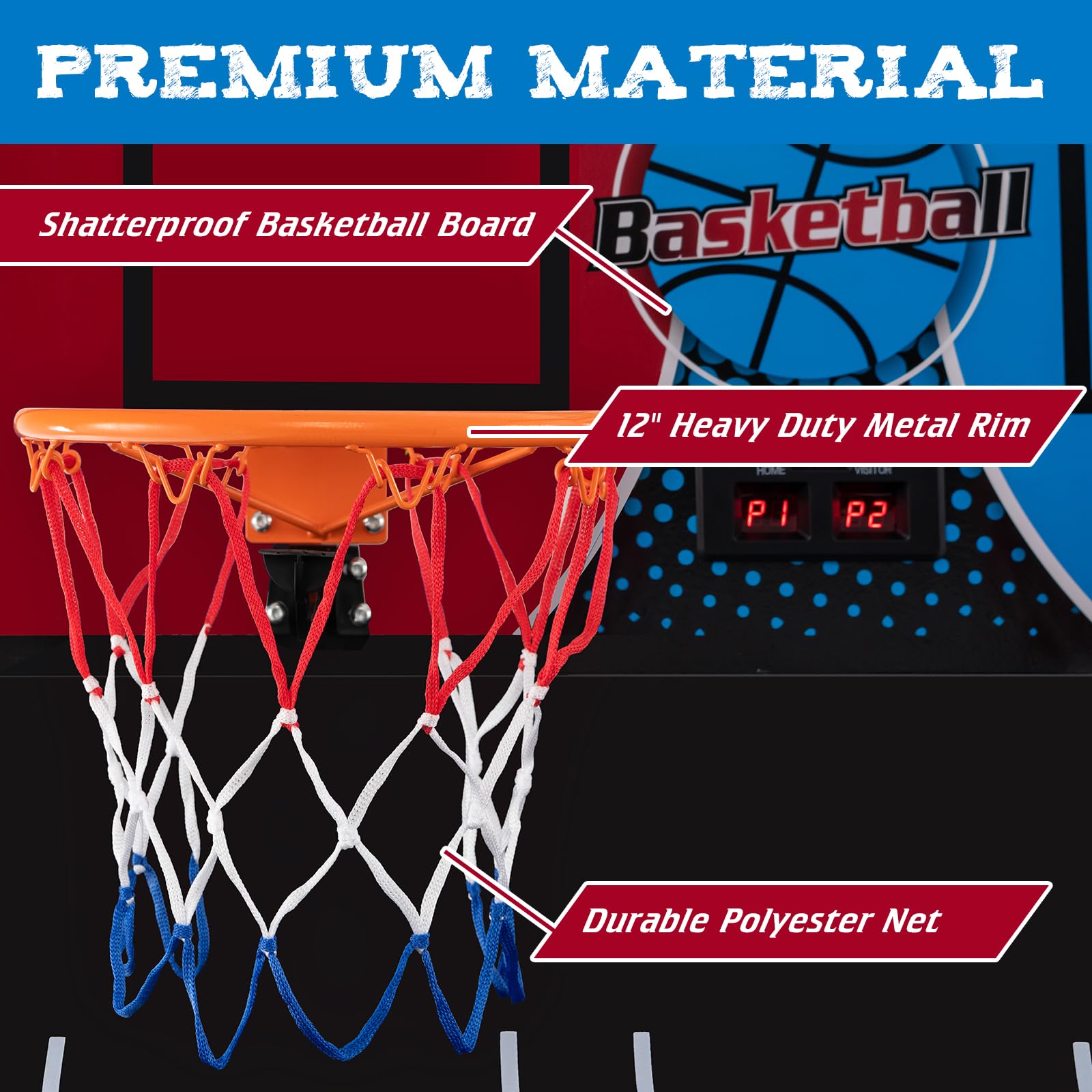Giantex Foldable Basketball Arcade Game, 8 Game Options, Electronic Double Shot 2 Player w/ 4 Balls and LED Scoring System, Indoor Basketball Game for Kids, Adults