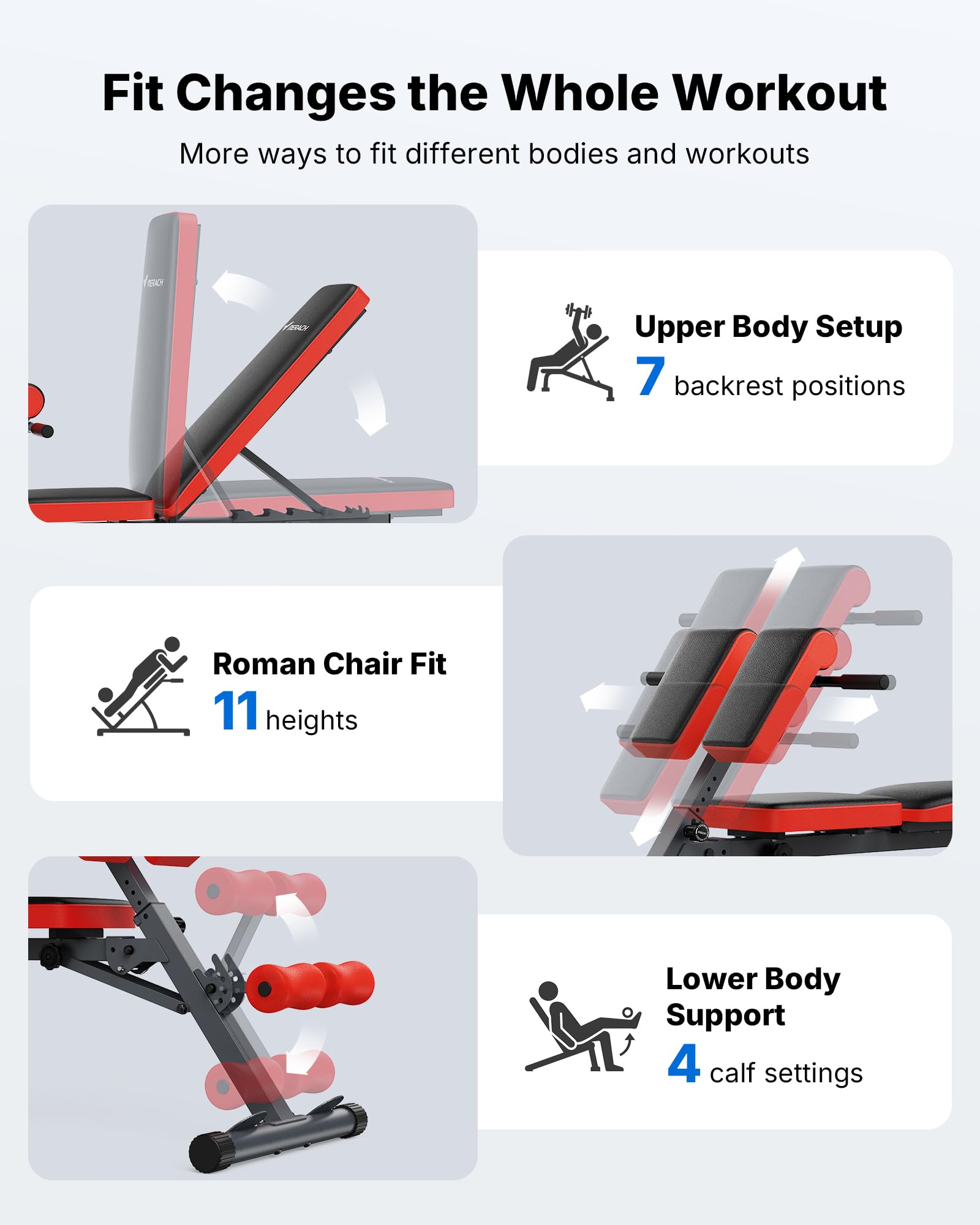MERACH Roman Chair Back Extension, Adjustable Weight Bench, Home Gym Sit Up Bench for Glutes & Ab Workouts, Back Extension Machine, Hyperextension Roman Chair for Lower Back Pain Relief