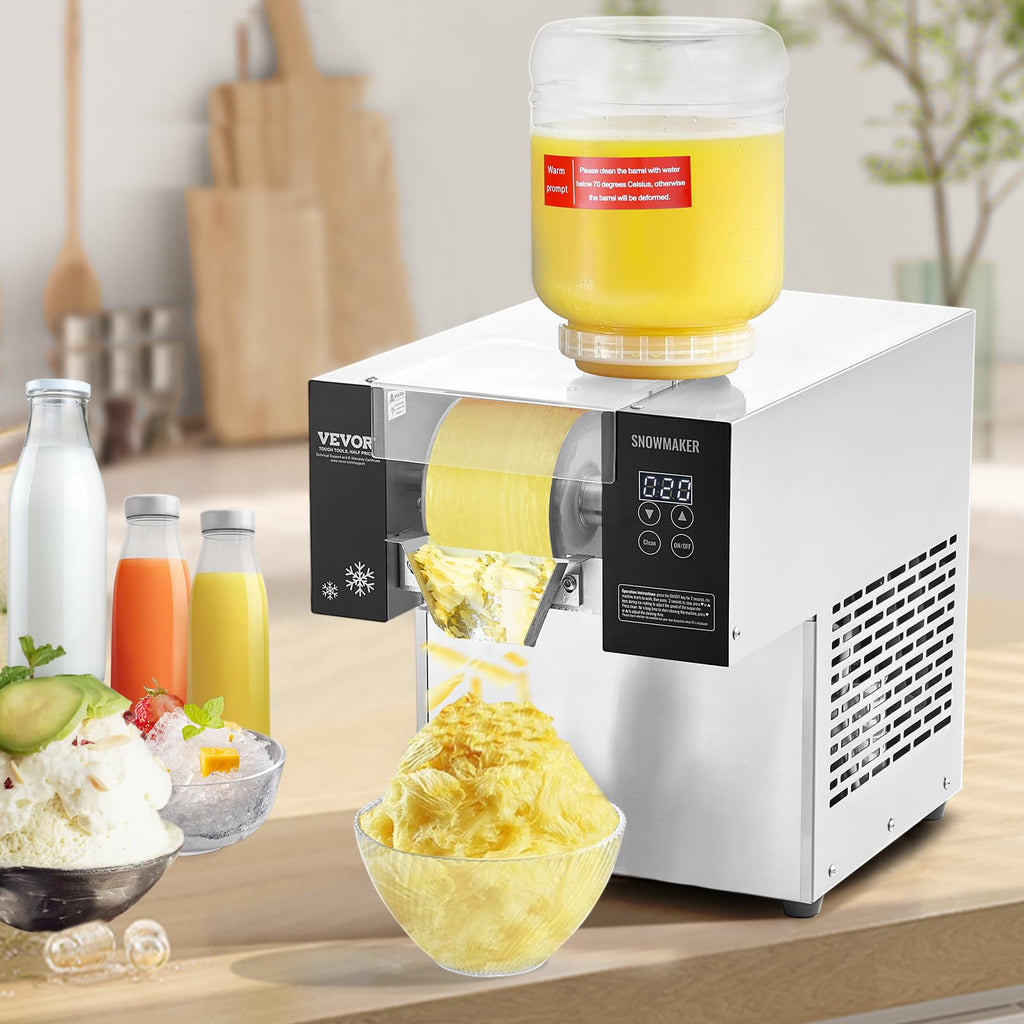 VEVOR Commercial Snowflake Ice Machine, 397LBS/24H Snowflake Ice Maker, Stainless Steel Ice Shaver Machine, Electric Snow Cone Maker, Liquid Cooling System for Rapid Heat Dissipation, Ice Cream