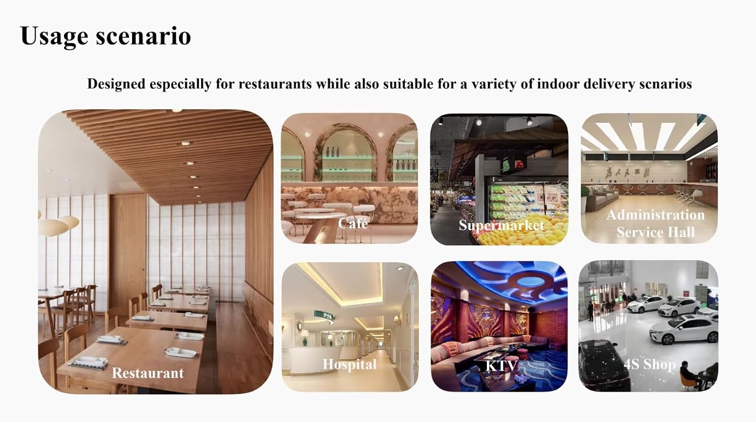 Multi-Scenario Food Delivery Robot Supporting Lift & Auto Door Pass, Long Runtime & Auto Charge, Delivery Robot with Non-Slip Tray for KTV Restaurant Hotel, Smooth Delivery with Flexible Suspension