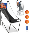 Goplus Foldable Indoor Basketball Arcade Game, Electronic Basketball Single Shootout Games Machine with 3 Balls, LED Scoreboard and Inflation Pump for Kids Youth Teens Adults