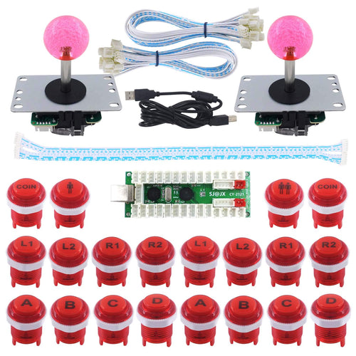 2 Player LED Arcade Game DIY Kit Mechanical Keyboard Switch PC MAME Raspberry Pi LED Button Fighting Joystick Controller Zero delay USB Encoder Retropie
