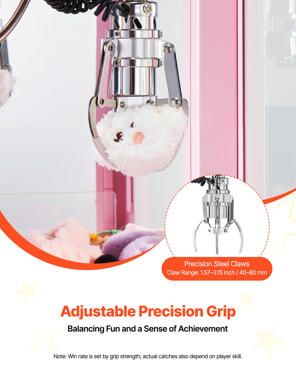 VEVOR Claw Crane Machine, Medium-Sized Arcade Game Machine with Claw + Grabber Double-Layer, Light & Sound, Toy Candy Grabber Prize Dispenser Vending Toy, for Commercial Home Cinema, Black Purple