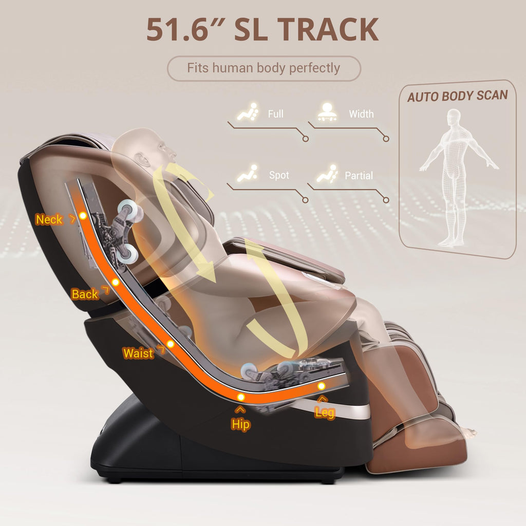 MYNTA 4D Massage Chair, Dual Mechanism 4D+2D Massage Chair Full Body, Waist & Shawl Heating with Extended SL-Track, Foot & Calf Massager, Music Sync with Hi-Fi Bluetooth Speaker