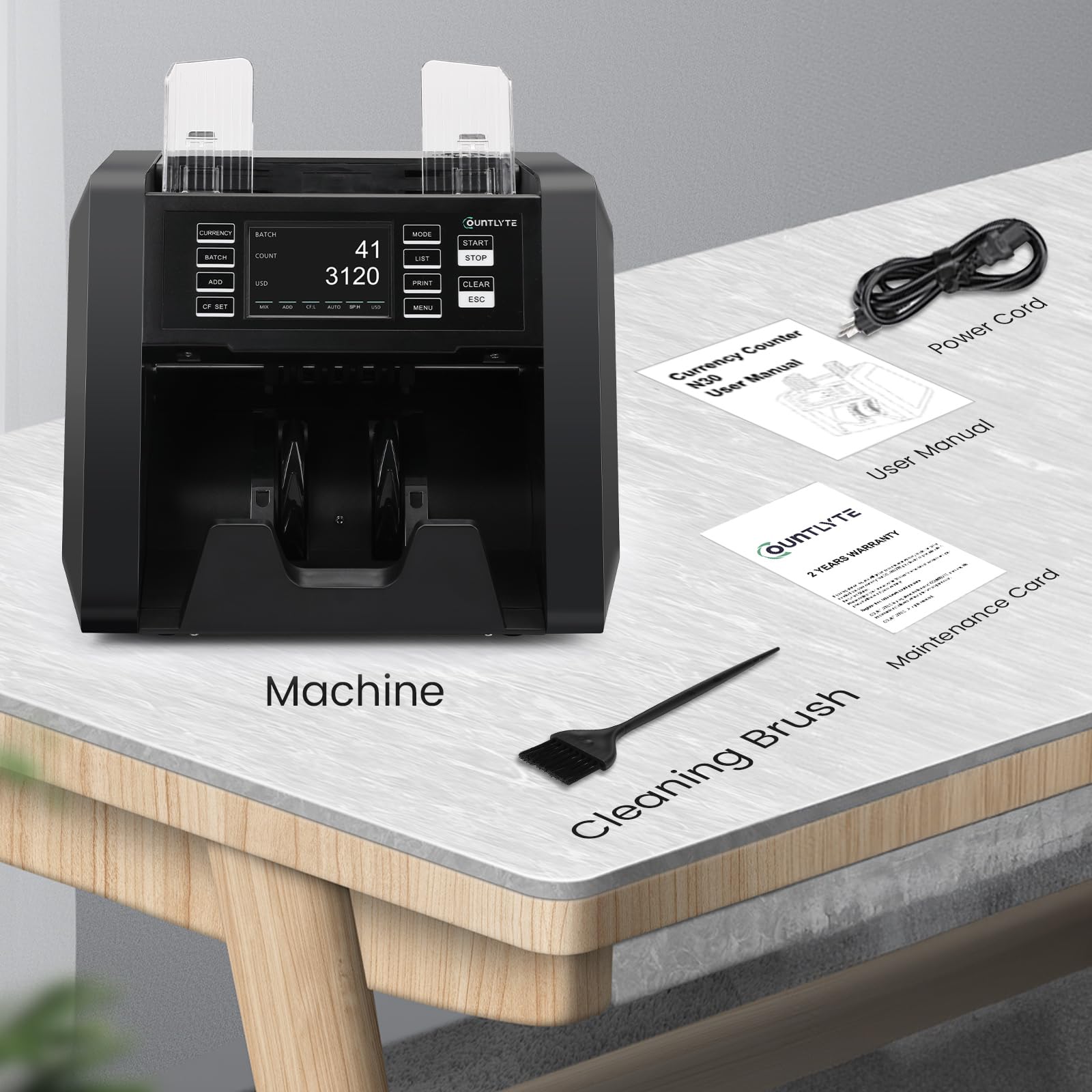 C-N30A Mixed Denomination Money Counter Machine,Value Counting,Multi Currency,CIS/UV/MG/IR Counterfeit Detection Bill Counter,Printer Enabled,Touch Screen,Cash Counter