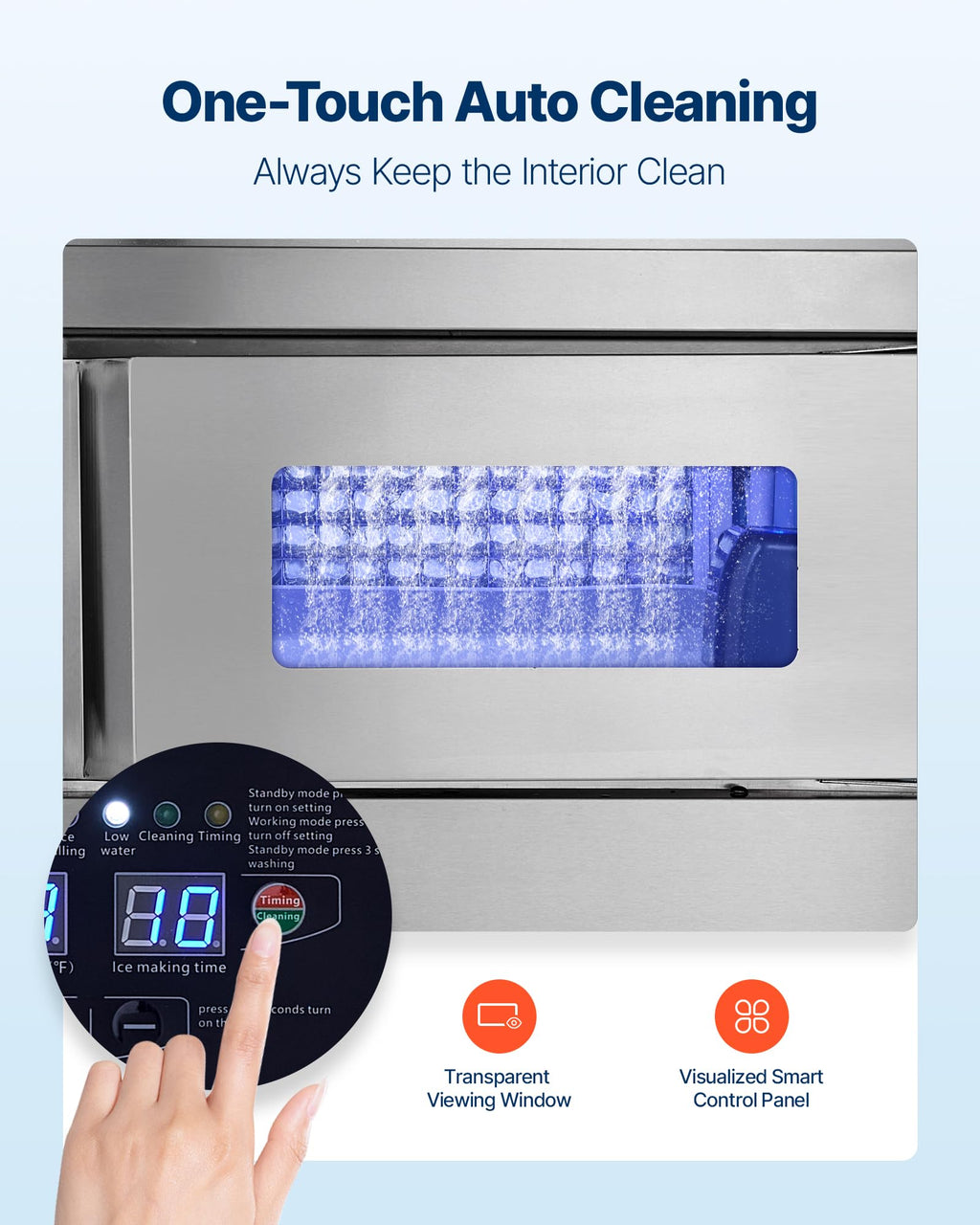 VEVOR Commercial Ice Maker Machine, 330 lbs/24H Stainless Steel Ice Machine with Worktop, 88 lbs Storage & 144 Cubes/Cycle, Self-Cleaning Freestanding Ice-Making for Home Bar Office Restaurant Kitchen
