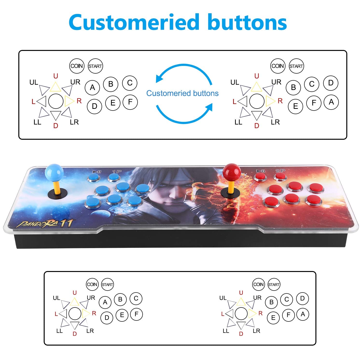 30000 Games in 1 Arcade Game Console ,Pandora Treasure 3D Double Stick,30000 Classic Arcade Games,Search Game, Support 3D,Favorite List, 4 Players Online,1280X720 Full HD Video