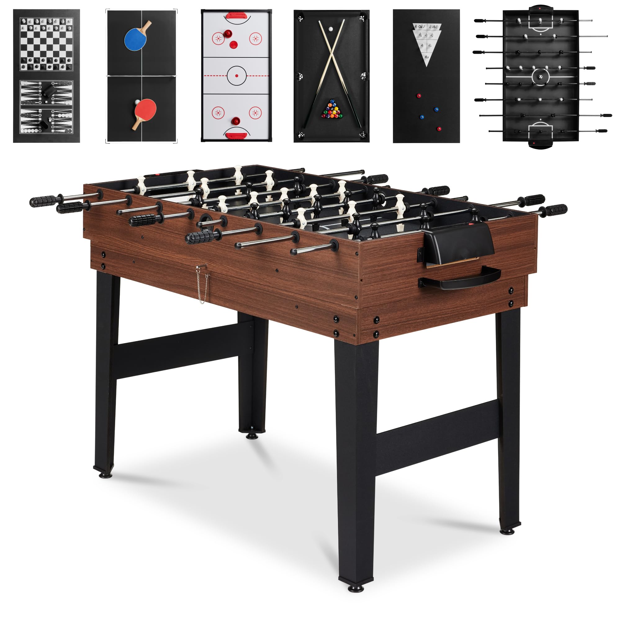 Best Choice Products 2x4ft Combo Game Table Set for Home, Game Room, Friends & Family w/Hockey, Foosball, Pool, Shuffleboard, Ping Pong, Chess, Checkers, Bowling, and Backgammon