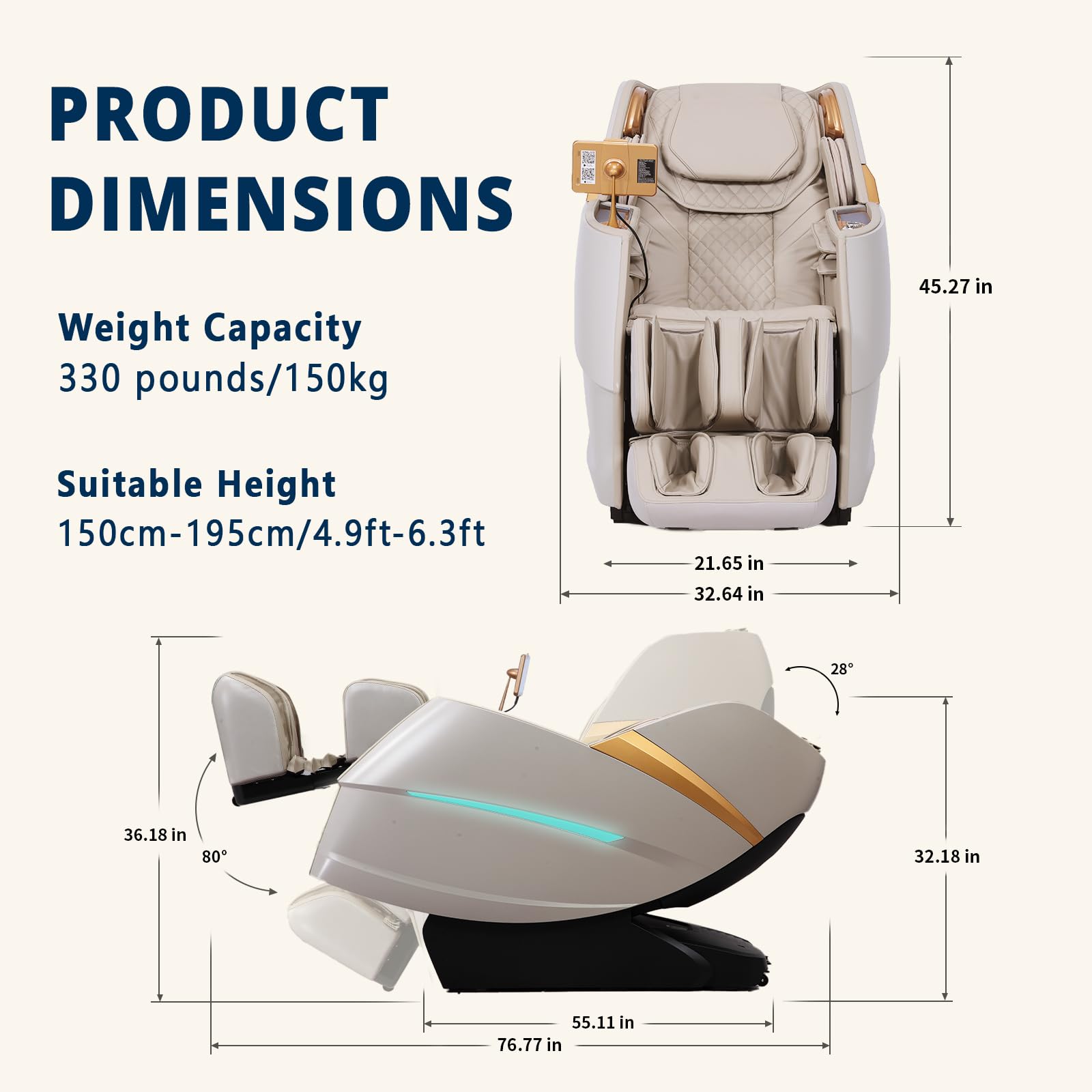 HealthRelife 4D Massage Chair Full Body Zero Gravity Recliner - 55“ SL-Track,20 Auto Modes,11 Massage Technique,40 Airbags Massage,with Yoga Stretch,APP Control,Negative Oxygen lons（Grey）