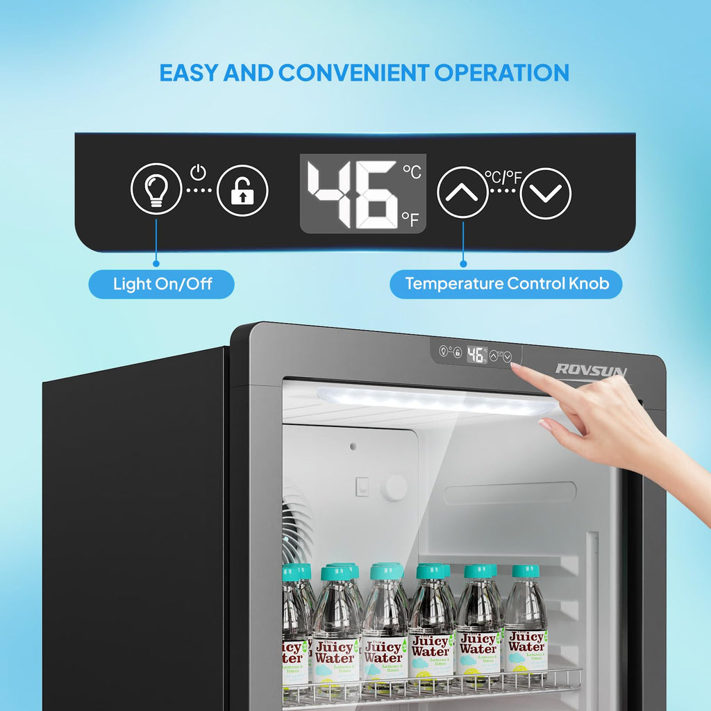 ROVSUN 8 Cu.Ft Commercial Refrigerator Display Refrigerator ETL NSF Certified, Slim Commercial Beverage Cooler Glass Door Merchandiser Drink Fridge w/Adjustable Shelves LED Light for Bar Restaurant