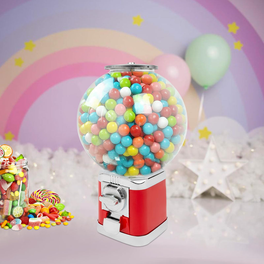 Vending Machine, Big Capsule Vending Candy Gumball Machine, Large Load Capacity Gumball Bank, Gumball Dispenser Commercial Vending Machines for Game Stores Retail Stores Home (Red)