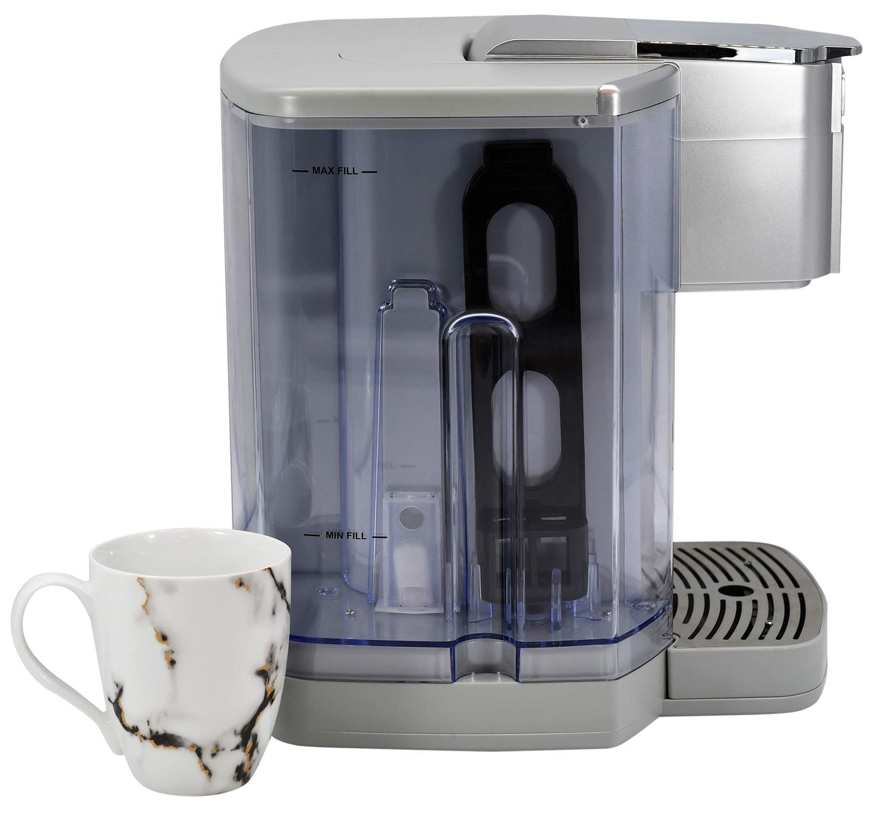 Cuisinart Coffee Maker, Single Serve 72-Ounce Reservoir Pod Coffee Machine, Programmable Brewing & Hot Water Dispenser, 5 Cup-Size Settings, Stainless Steel, SS-10P1, Silver