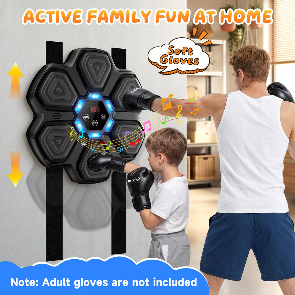 TGLLM Music Boxing Machine, Interactive Punching Trainer with Boxing Gloves, Large Size Wall Mounted Electronic Boxing Target for Adult Kids, 9 Modes & 9 Speeds