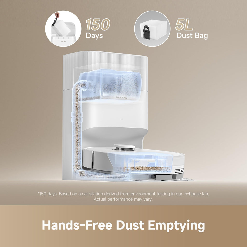 DREAME D20 Air Plus Robot Vac and Mop Combo with 20,000Pa Suction, Anti-Tangling Tech, Auto-Emptying Dock, Deep Carpet Cleaning and Smart Navigation White