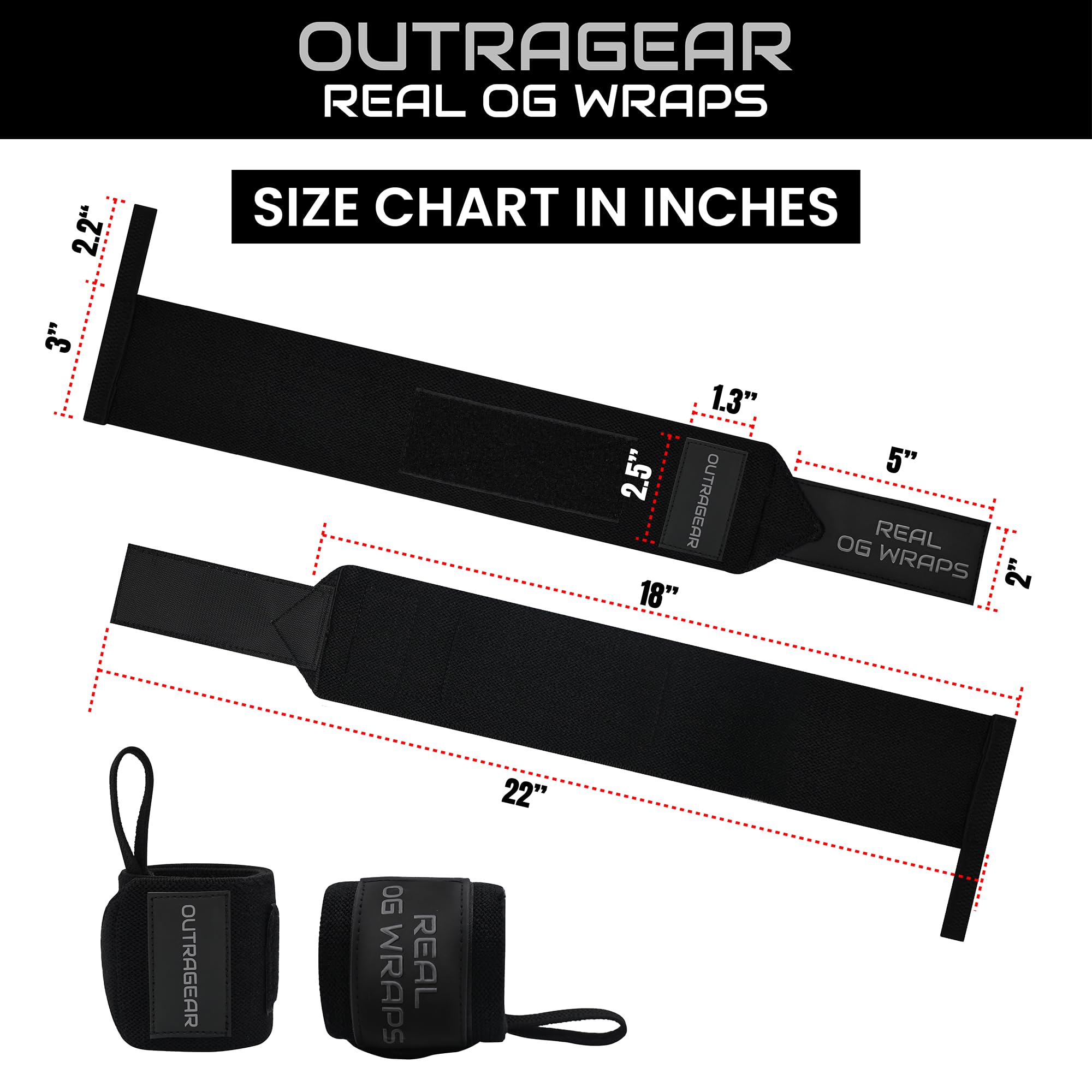 18" OG-Grade Wrist Wraps for Weightlifting – Heavy Duty Wrist Support with Thumb Loop & Lockdown Strap – Wrist Straps for Powerlifting, Bench Press & Gym Training