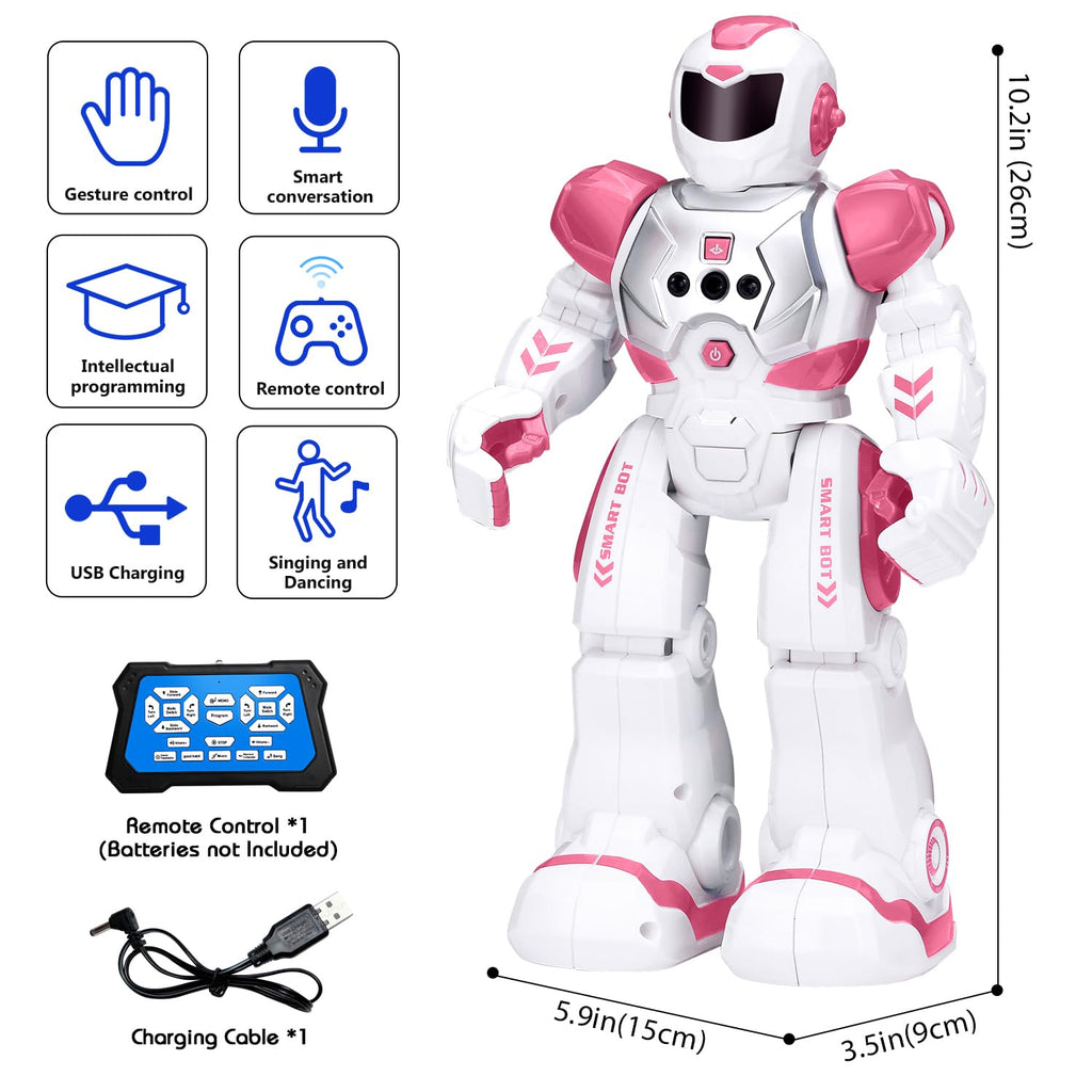 KingsDragon Robots Toy for Kids, RC Gesture Sensing Toy, Interactive Walking Singing Dancing Robot Birthday Presents for Boys Girls Age 6 7 8 9 Years Old