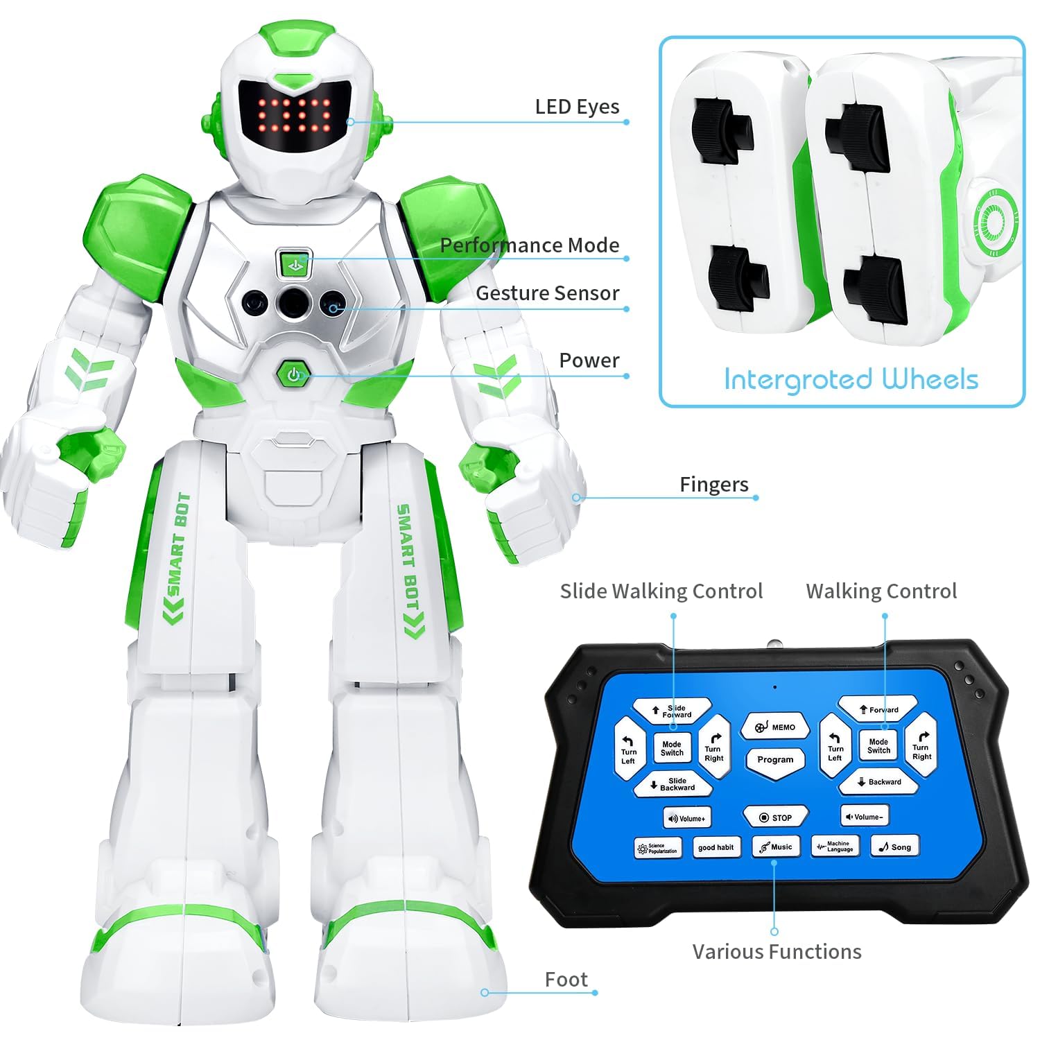 KingsDragon Robots Toy for Kids, RC Gesture Sensing Toy, Interactive Walking Singing Dancing Robot Birthday Presents for Boys Girls Age 6 7 8 9 Years Old