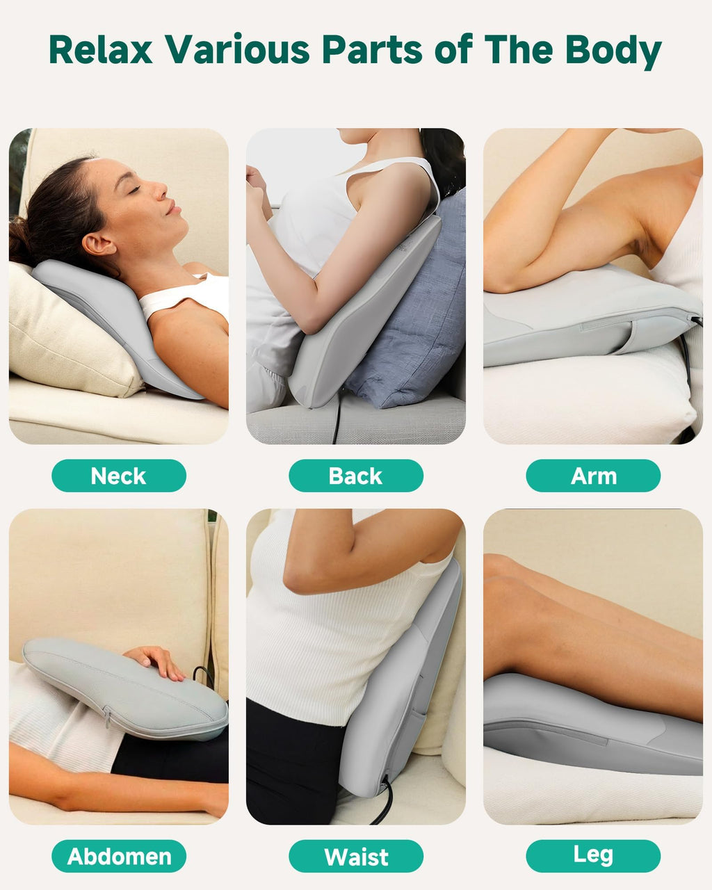 Snailax Back Massager with Heat – 3D Shiatsu Massage Pillow for Neck & Back, Fixed Kneading Nodes, Chair & Sofa Use, Gift for Mom, Dad, Women & Men