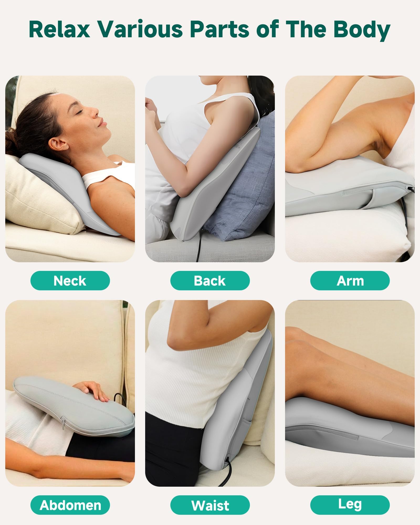 Snailax Back Massager with Heat – 3D Shiatsu Massage Pillow for Neck & Back, Fixed Kneading Nodes, Chair & Sofa Use, Gift for Mom, Dad, Women & Men