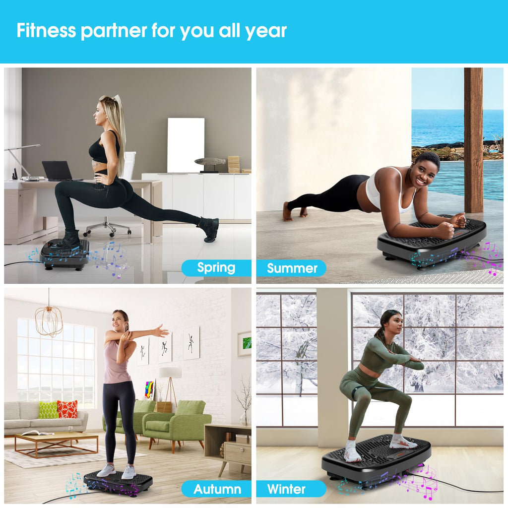 SoftGym Waver Vibration Plate Exercise Machine for Lymphatic Drainage Weight Loss,120 Speed Levels Vibrating Platform with Resistance Bands,Full-Body Workout Equipment for Muscle Toning