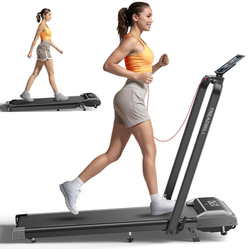 Acezoe Walking Pad Treadmill with Incline, 2 in 1 Foldable Treadmills for Home Small Office, 300lbs Portable Compact Under Desk Treadmill with App, Remote Control and LED Display