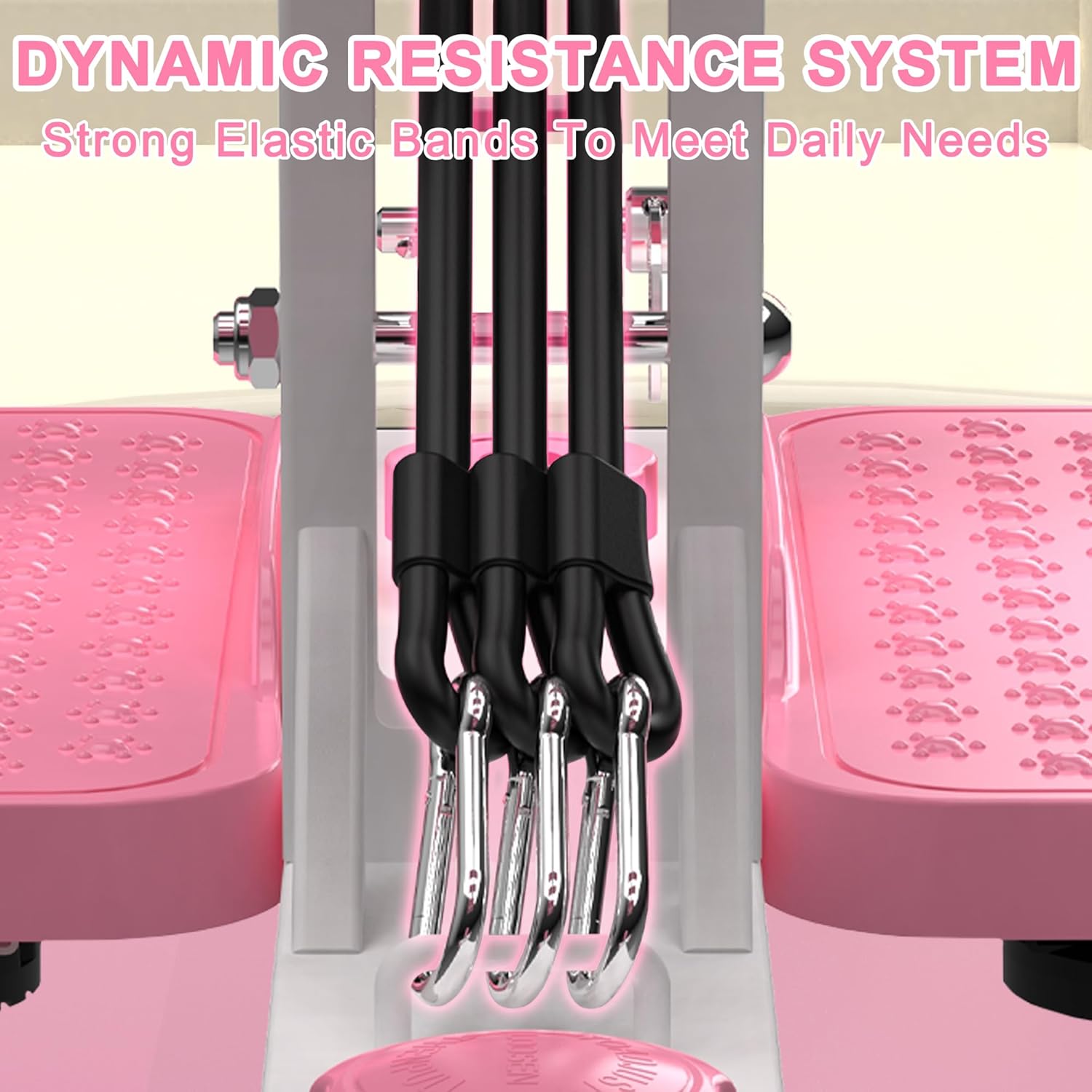 KINMAC Deep Squat Machine for Home-Glutes Trainer Machine with Resistance Bands Squat Assist Trainer for Core & Legs Workout Ideal for Home Gym, Apartment & Office-White Pink