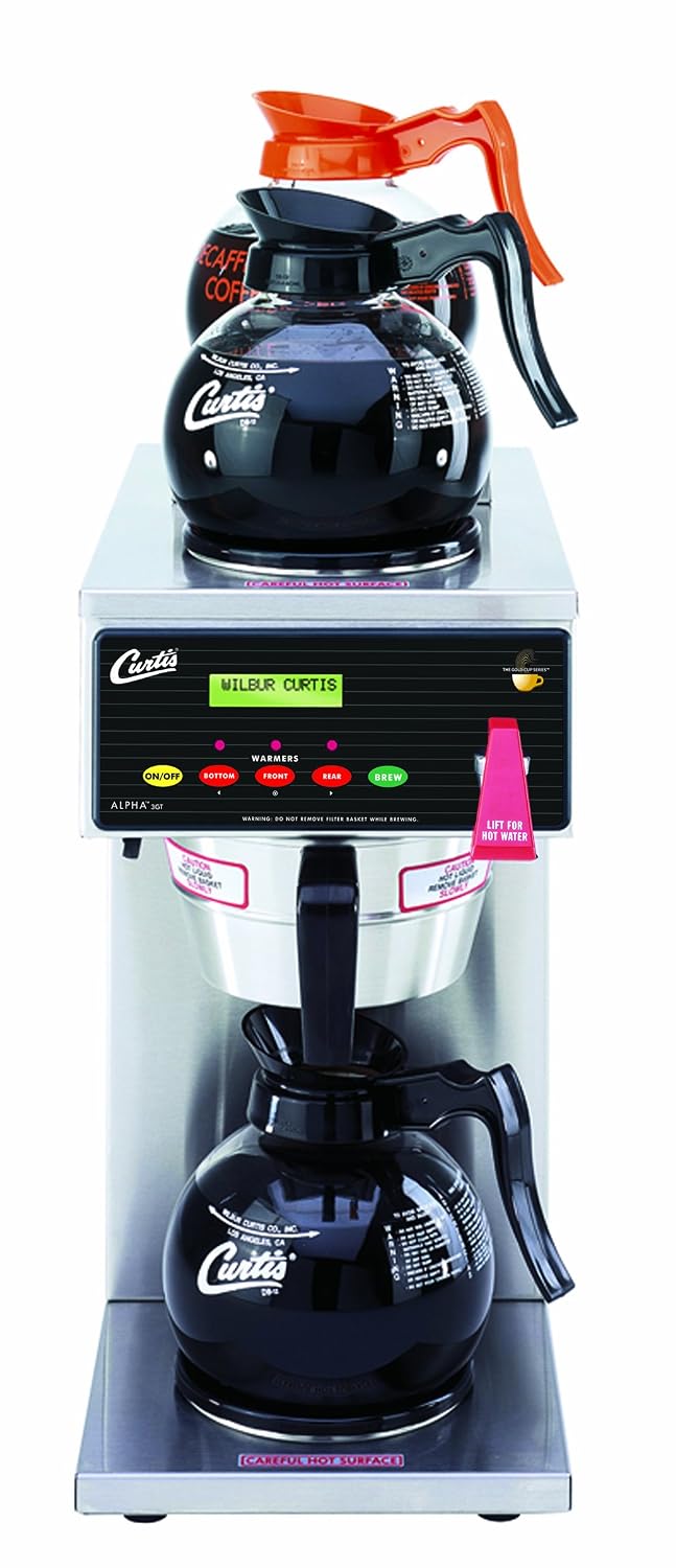 Wilbur Curtis G3 Alpha Decanter Brewer 64 Oz Coffee Brewer, Dual Voltage, 3 Station, 1 Lower, 2 Upper Warmers - Commercial Coffee Brewer - ALP3GT63A000 (Each)