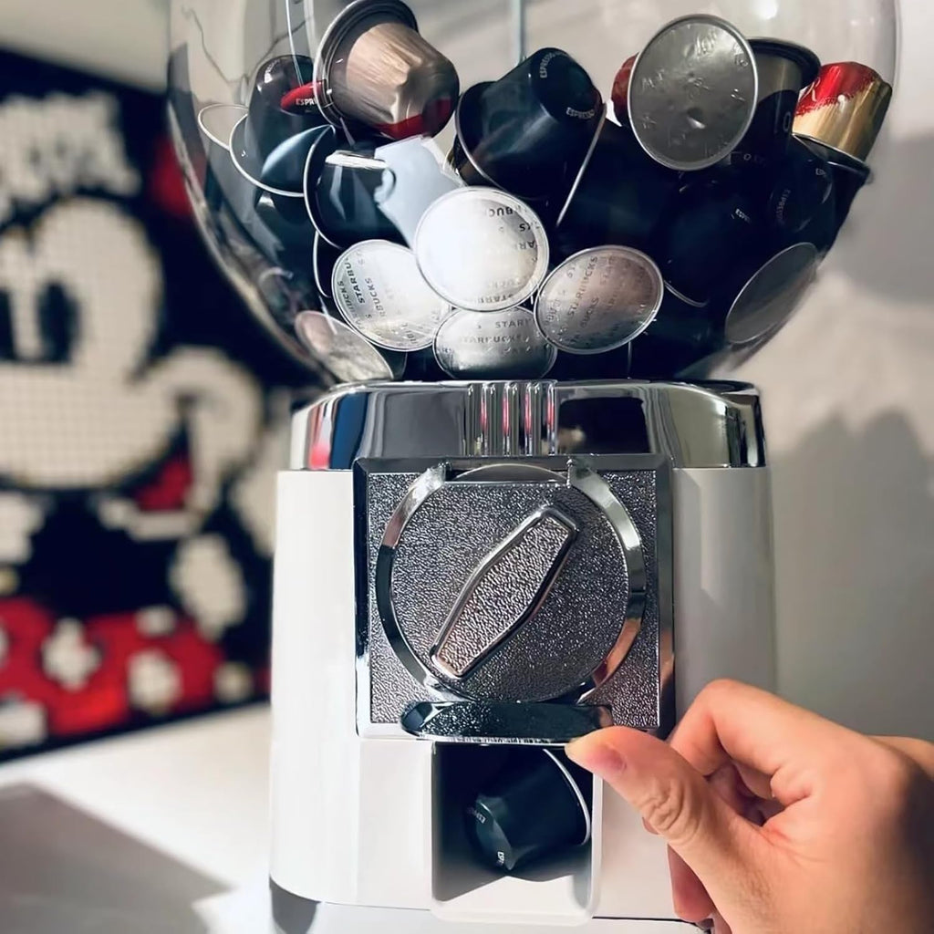 Gumball and Coffee Pod Vending Machine Combo with Candy Dispenser, Coffee Capsule Vending Machine Storage Holder, Twister Ball Dispenser for Retail Store