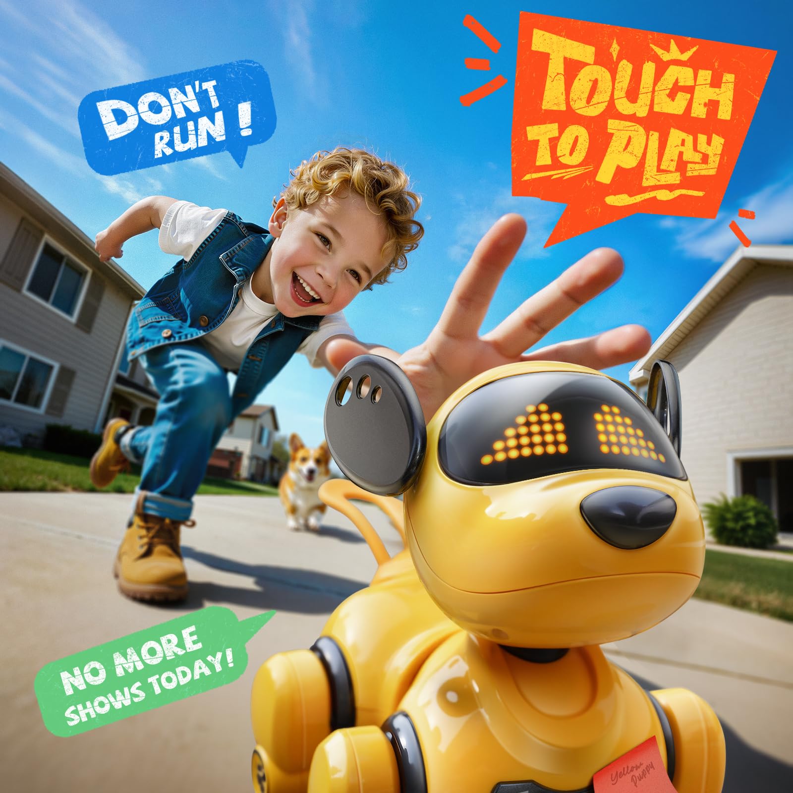 Ruko 18011 Robot Dog Toy, Smart Interactive Puppy with 30+ LED Faces, Remote & Gesture Control, Programmable Electronic Pet for Kids Ages 3–8, Black & Gold