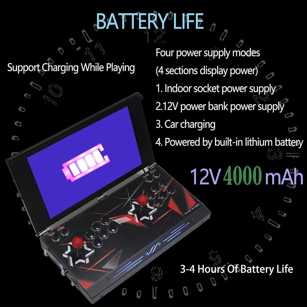 9800 Hand-held Portable Arcade Console 17.5-inch HD Screen Dual Players Retro Electronic Game Box DX, Retro Video Game Machine Search/Hide/Save/Load/Pause Games