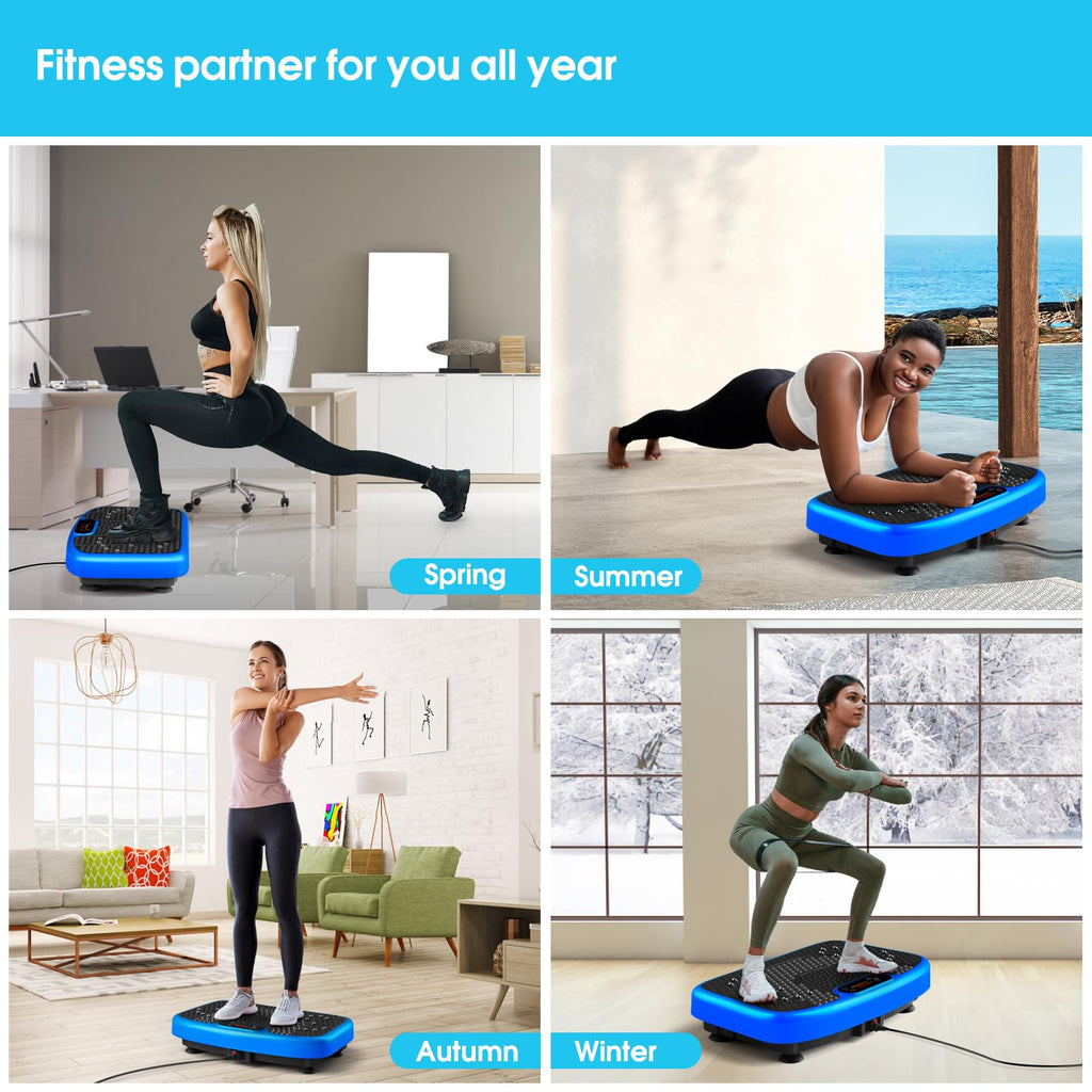 SoftGym Waver Vibration Plate Exercise Machine for Lymphatic Drainage Weight Loss,120 Speed Levels Vibrating Platform with Resistance Bands,Full-Body Workout Equipment for Muscle Toning