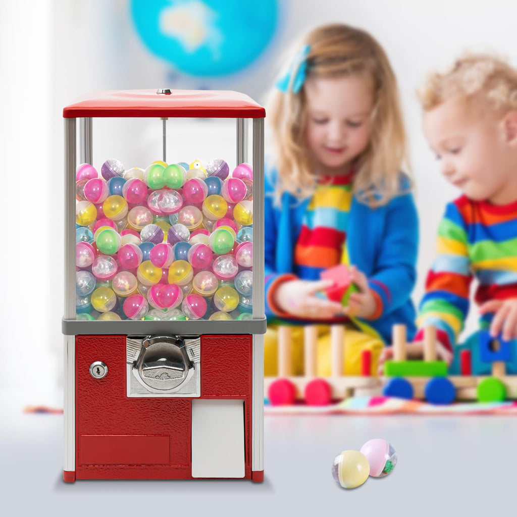 25 Cents Coin Operated Vending Machine, 1.77-1.97 Inch Spherical Capsule Candy Dispenser Store Bulk Vending Machine for Game Stores, Retail Stores, Gumball Bank (Yellow)