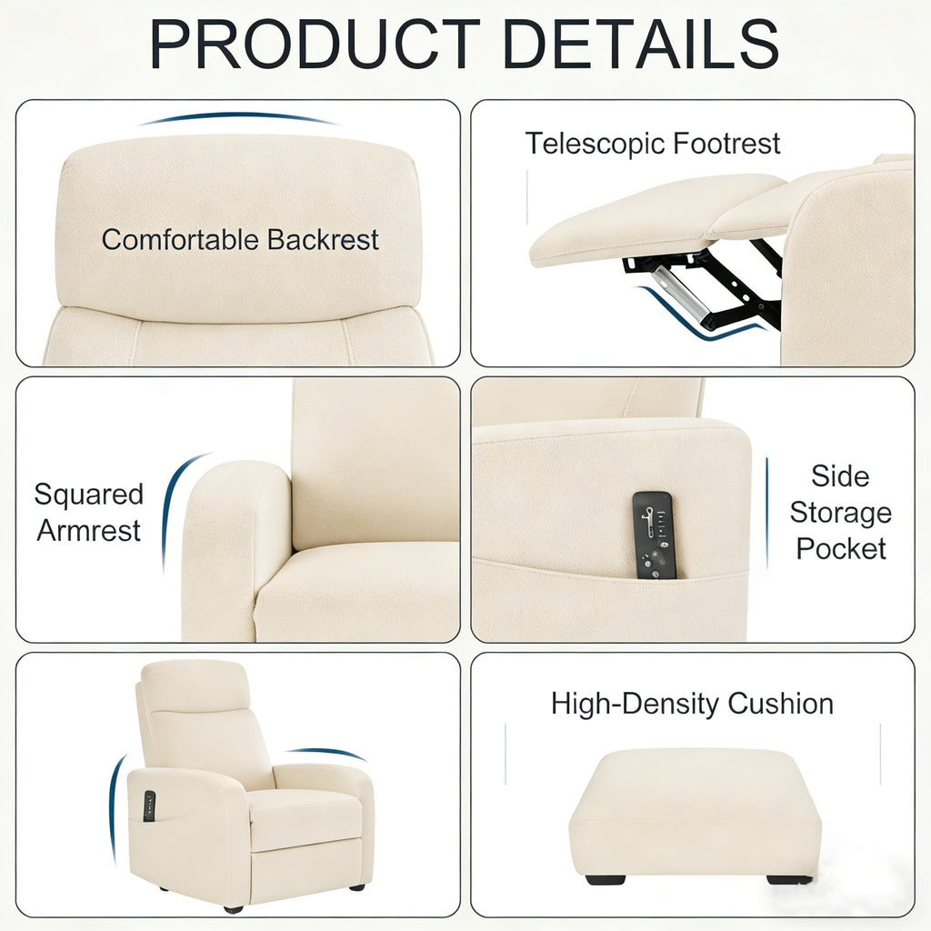 Simple Deluxe Massage Recliner Chair - Adjustable PU Leather Recliner, Luxe Reading Chair & Sofa Chair for Living Room Chairs or Bedroom Chair, Small Recliner for Home Theater, Black