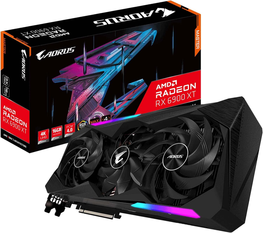 AORUS Radeon RX 6900 XT Master 16G Graphics Card with MAX Cover Cooling, 16GB 256-bit GDDR6, GV-R69XA AORUS M-16GD REV2.0 Video Card.