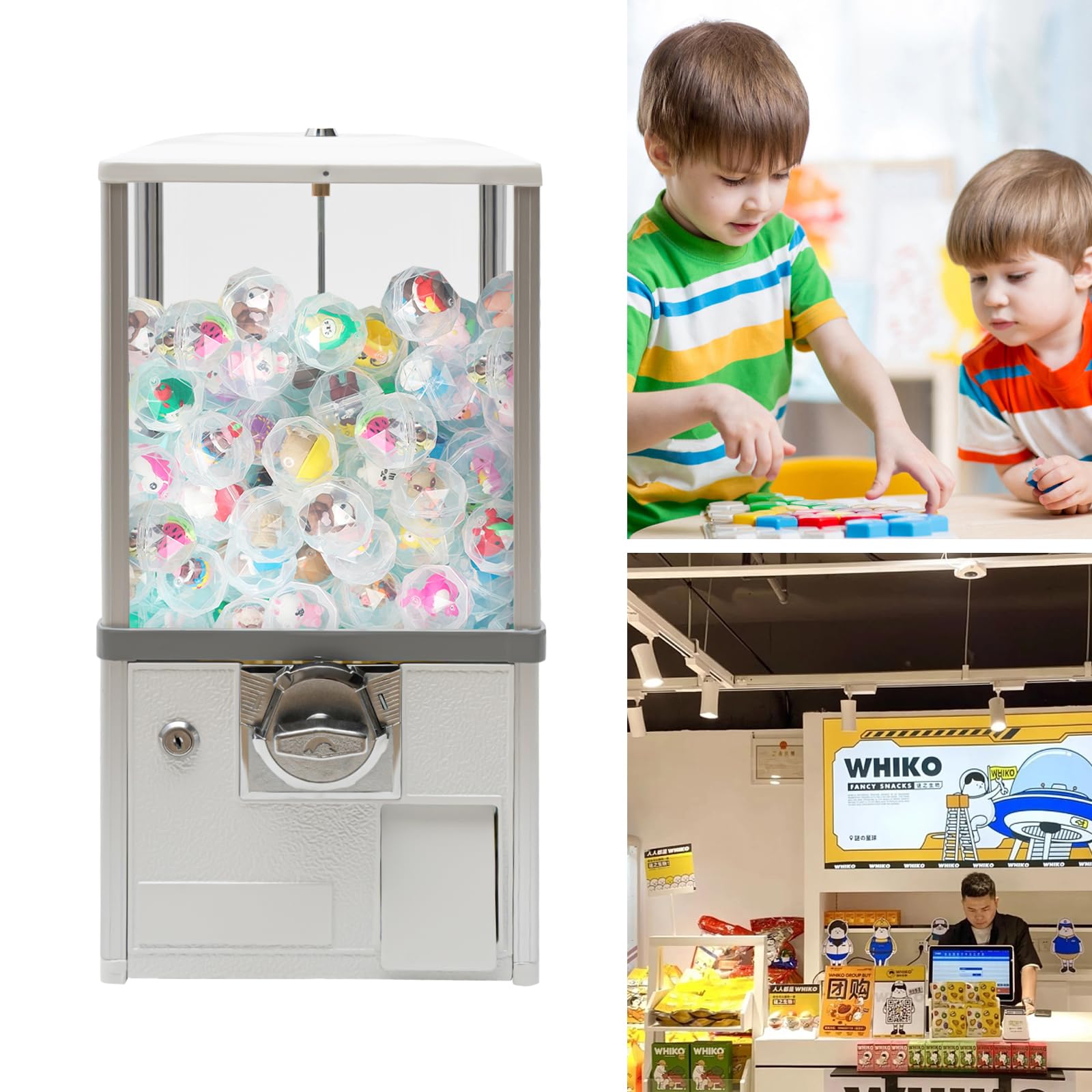 PERFERATE 25 Cents Coin Operated Vending Machine Commercial Gumball Machine for 1.8"-2" Balls Toy Capsule Vending Machines Gashapon Machines for Retail Stores Shopping Mall, 20" H (Green)