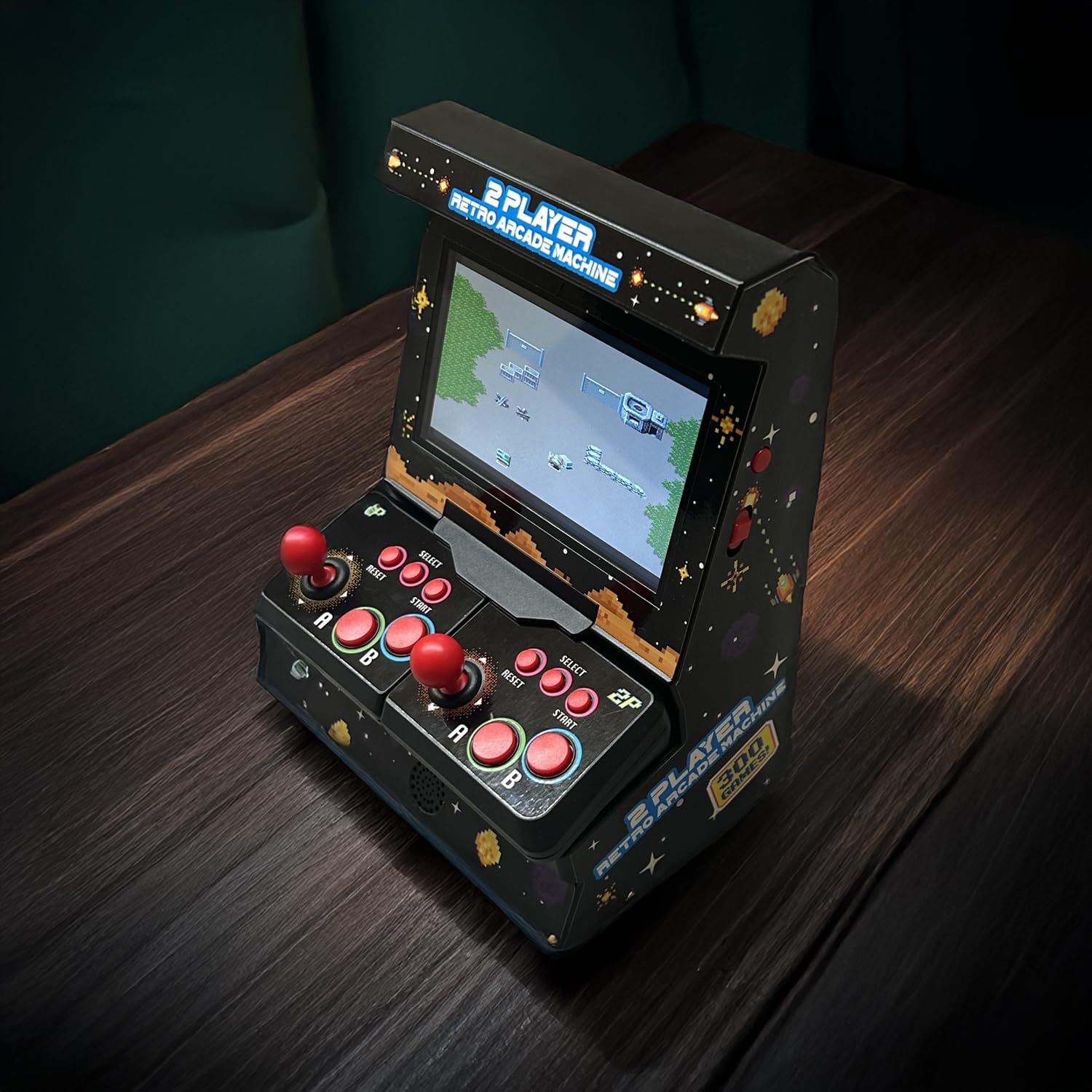 Mini arcade machine with 300 retro games - Wireless mini arcade machine for 2 players - Handheld retro game console with TV connection and 4.3" color display