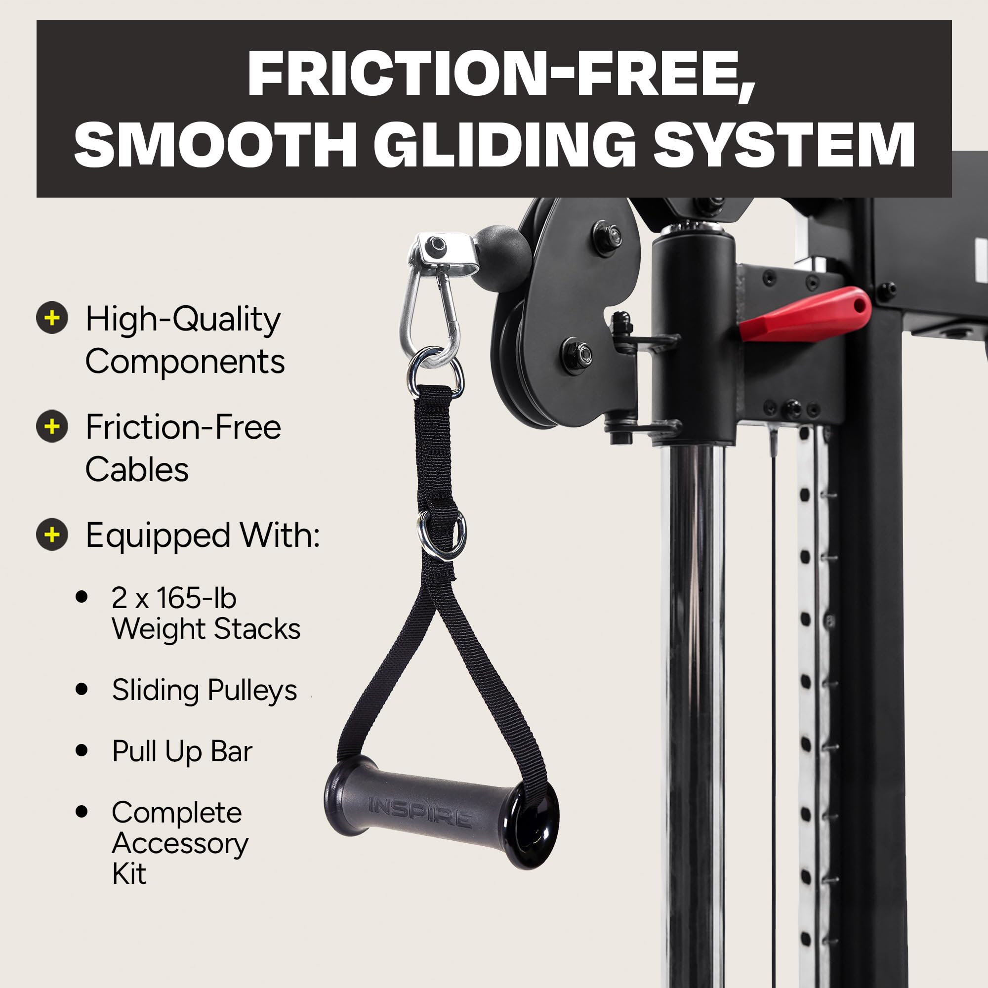Inspire Fitness FTX Functional Trainer - Compact at Home Workout Machine with Accessories - Space Saving Design - Home Gym Cable Machine and Two 165 lb Weight Stacks