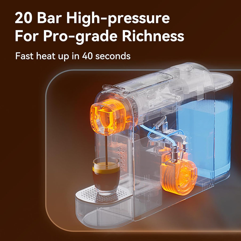 Mini Espresso Capsule Machine-One Cup Coffee Machine Single Serve Coffee Maker,Perfect for Small Space,20.29oz Removable Tank,Black