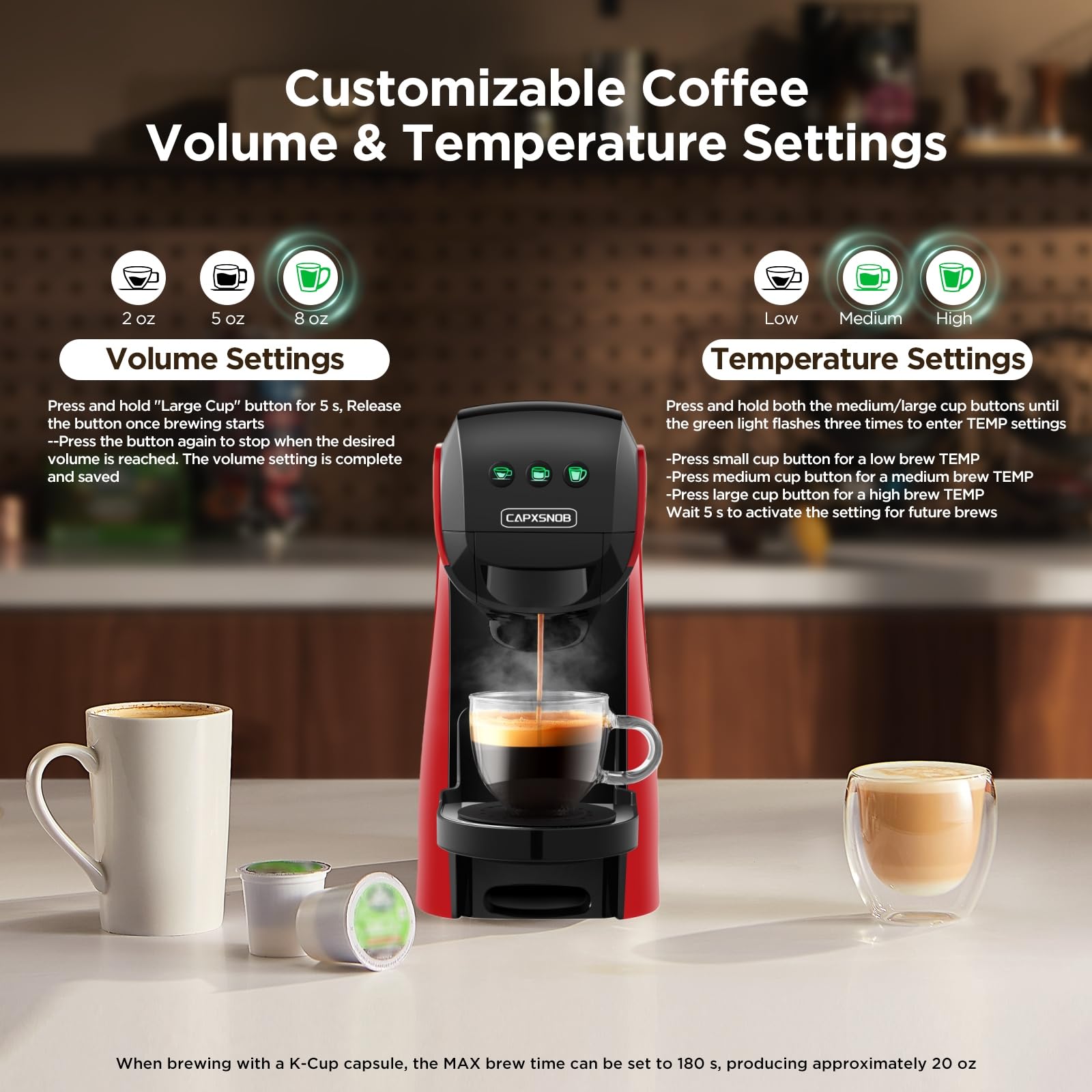 Warriors1 Mini Coffee Maker for Keurig K Cup, Espresso Machine for Nespresso Original, Dolce Gusto Pods, Ground Coffee, 20 Bar Coffee Machine fits kitchens, apartments, dorms, RVs, 28 oz Reservoir