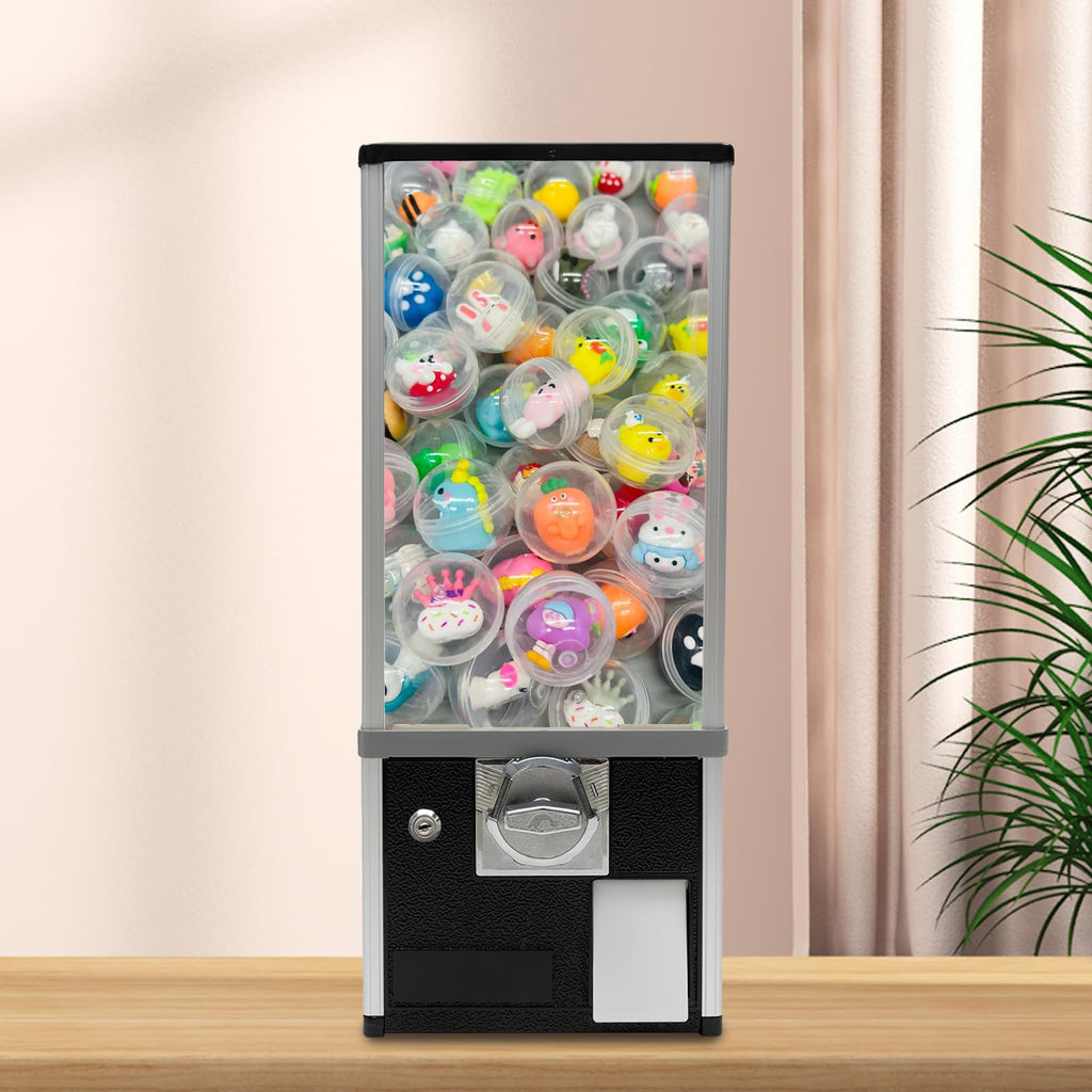 Candy Vending Machine 4X 25 Cents Toys Candy Dispenser Gumball Machine for Retail Stores Parks Game Halls and Home,10.2x10.2x25.2in,with 2 Keys (Blue)