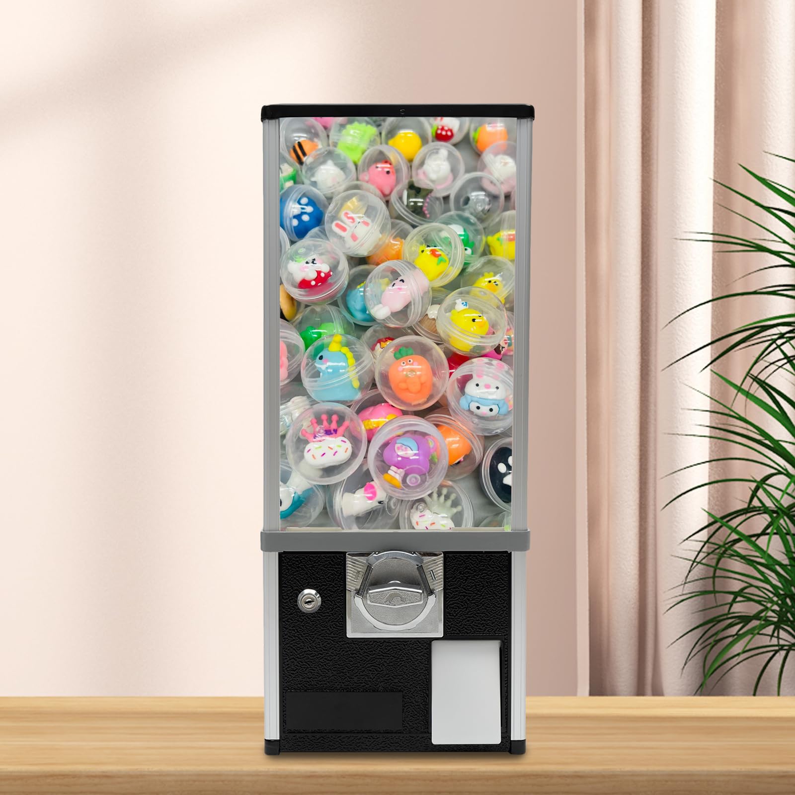 Candy Vending Machine 4X 25 Cents Toys Candy Dispenser Gumball Machine for Retail Stores Parks Game Halls and Home,10.2x10.2x25.2in,with 2 Keys (Blue)