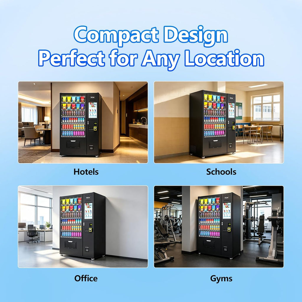 Touchscreen Vending Machines for Sale, 60 Slots Refrigerated Vending Machines for Business, Credit Card Reader, Bill & Coin Acceptor, Snack & Drink Combo with Remote Management System