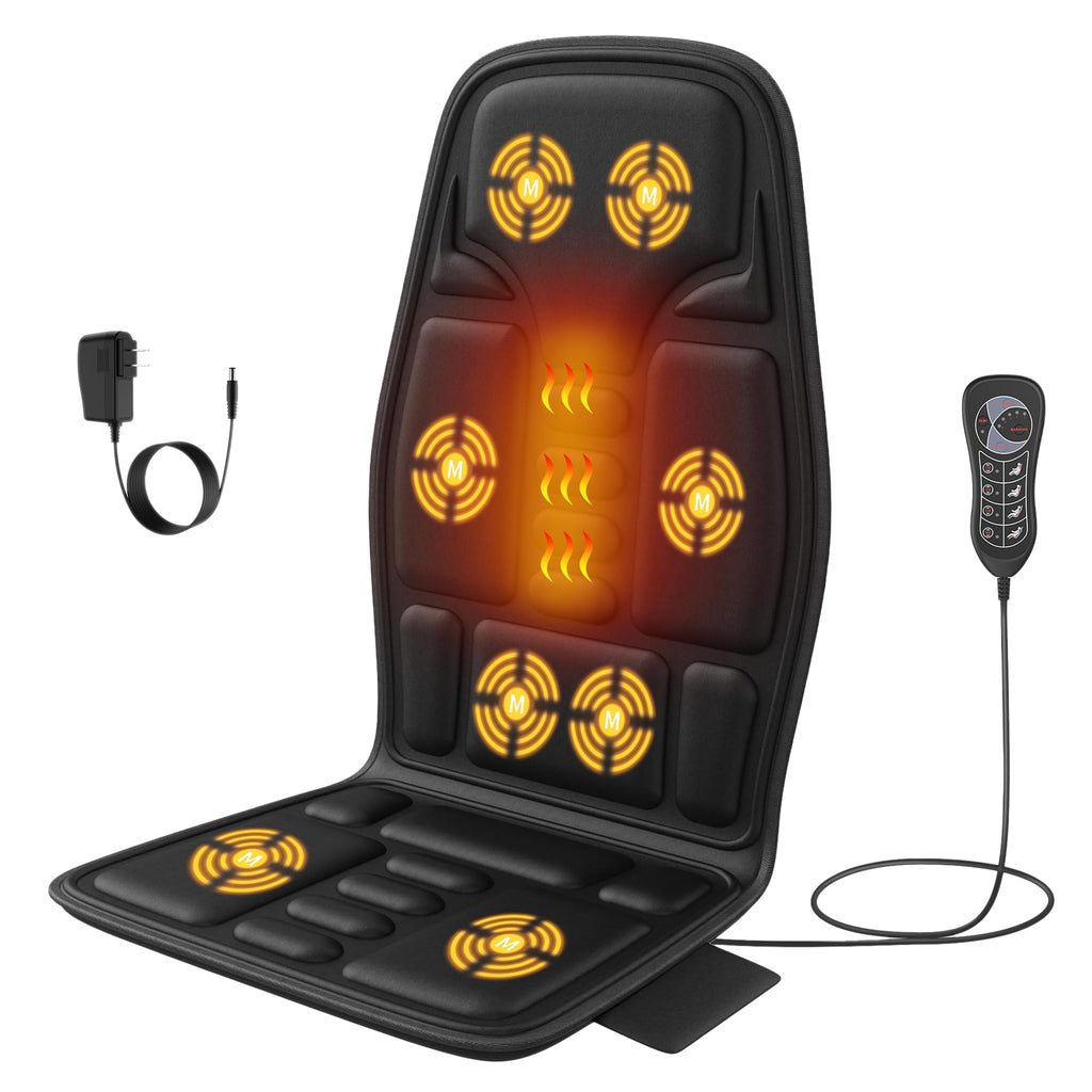 SLOTHMORE Vibration Back Massager for Chair with Heat, Chair Massager Pad with 8 Vibration, Massage Seat Cushion for Office Chair, Home Recliner & Sofa, Relaxing Gifts for Mom & Dad