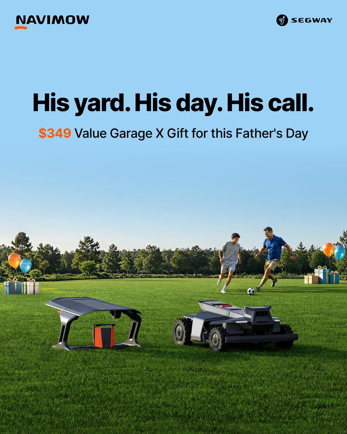Segway Navimow X430 Robot Lawn Mower Wire Free with Garage X, 4WD for 84% Slopes, Zero-Turn Mowing, Dual 180W Motors, Covers 1 Acre (Garage Shipped Separately)