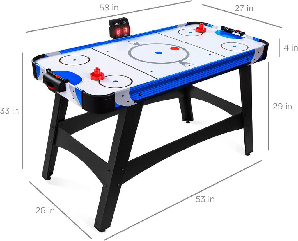 Best Choice Products 58in Mid-Size Arcade Style Air Hockey Table for Game Room, Home, Office w/ 2 Pucks, 2 Pushers, Digital LED Score Board, Powerful 12V Motor, Carrying Bag