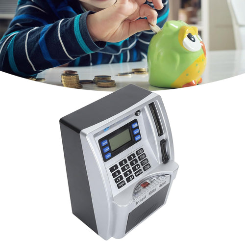 ATM Piggy Bank, Voice Prompt Money Counting Mini ATM Machine for Kids, Note Recognition, Targets Setting Piggy Bank with PIN Code Reset, Password Cash Can